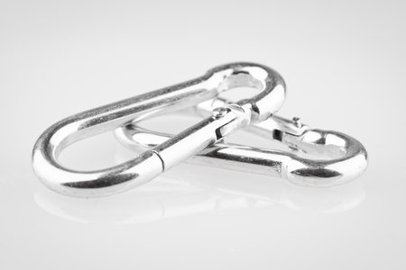 Snap hooks, isolated on white backgroundの写真素材