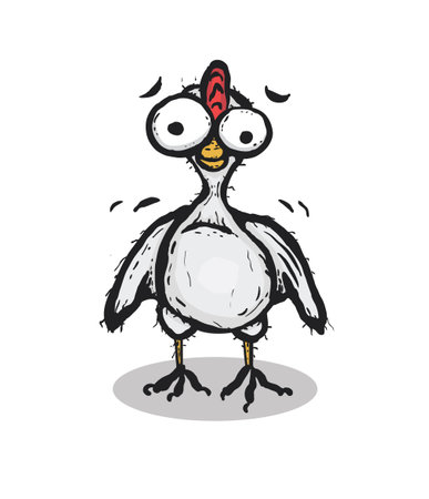 Painted, hand drawn chicken, cartoon of vector illustrationのイラスト素材