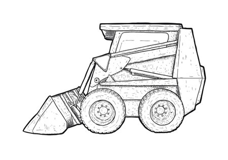 Hand drawn excavator, vector illustrationのイラスト素材