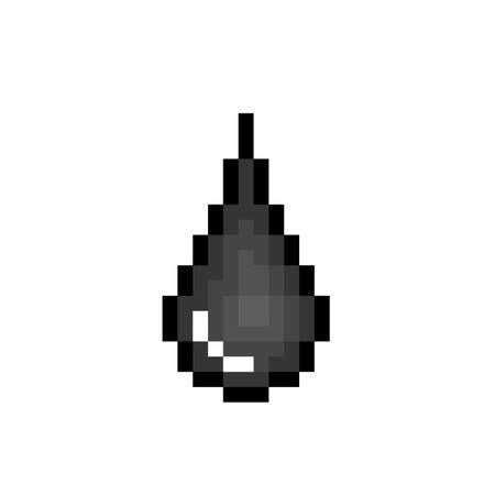 Drop of crude oil, Pixel-art, vector illustrationのイラスト素材