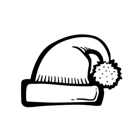 Christmas cap, painted vector illustrationのイラスト素材