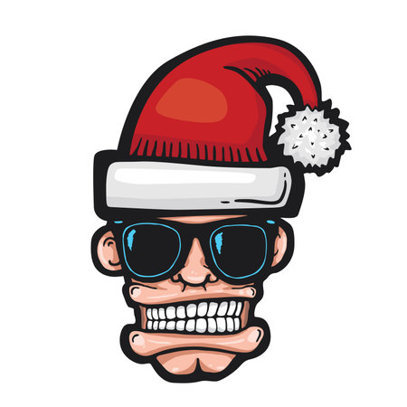 Hip hop face, with christmas hatのイラスト素材