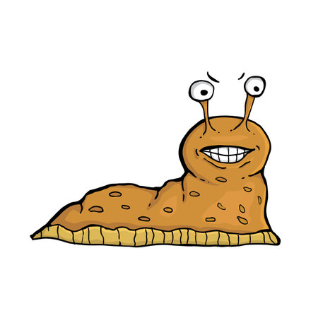 Painted cartoon slug, vector illustrationのイラスト素材