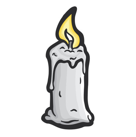 Hand drawn cartoon burning candlesのイラスト素材