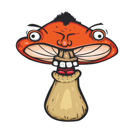 Fungus face cartoon, vector illustrationのイラスト素材