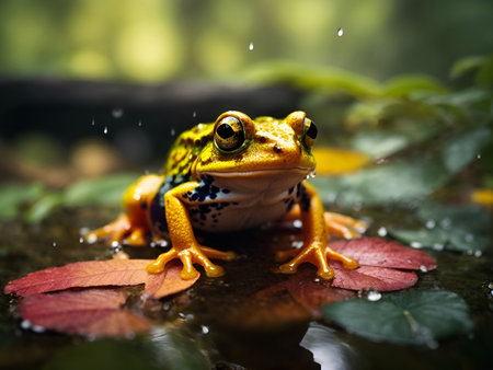 A Bullfrog portrait, wildlife photography, Ai Generatedの素材