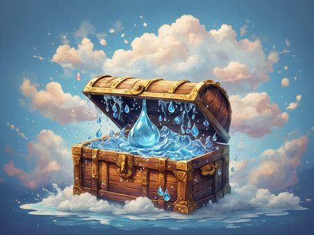 Treasure chest full of water, also generatedの素材