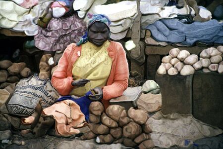 African Woman Potato-Seller Illustrationのイラスト素材