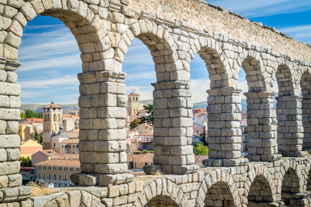 View on ancient aqueduct in Segovia, Spainの写真素材
