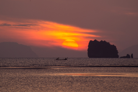 boat in sunsetの写真素材