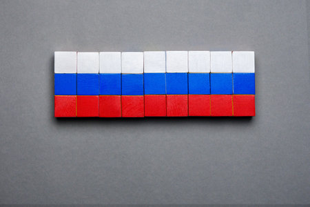 Wooden block background Russian banner design national flag symbolic Russia symbol national banner...