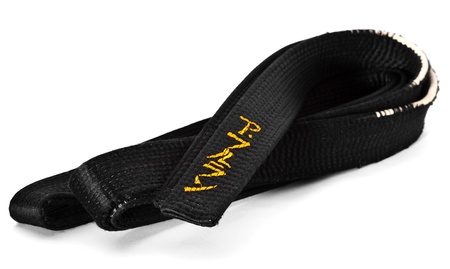 Black belt wiht japanese ideogramsの写真素材