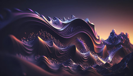 Organic fractal wavy background with soft color. Trendy modern gradient abstract wave fluid composition. Groovy vibrant sea waves as lines and shapes texture. Generative aiの素材