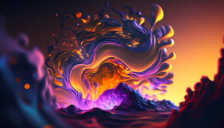 Organic fractal wavy background with soft color. Trendy modern gradient abstract wave fluid composition. Groovy vibrant sea waves as lines and shapes texture. Generative aiの素材