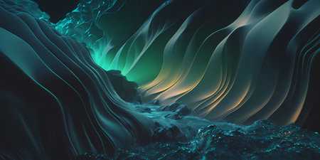 Organic fractal wavy background with soft color. Trendy modern gradient abstract wave fluid composition. Groovy vibrant sea waves as lines and shapes texture. Generative aiの素材