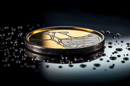 Coin for currency technology business internet concept. CBDC central bank digital currency conceptual illustration. Future economy financial exchange and banking global trade. Generative AIの素材