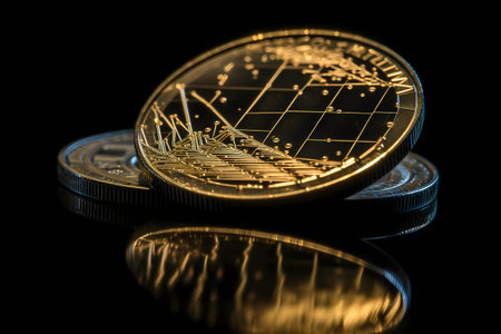 Coin for currency technology business internet concept. CBDC central bank digital currency conceptual illustration. Future economy financial exchange and banking global trade. Generative AIの素材