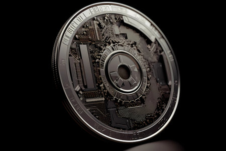 Coin for currency technology business internet concept. CBDC central bank digital currency conceptual illustration. Future economy financial exchange and banking global trade. Generative AIの素材