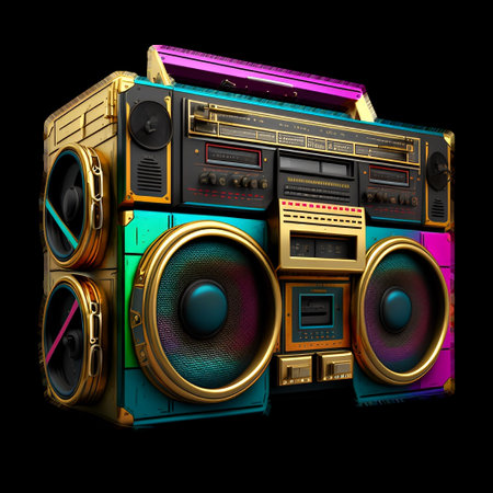 Vintage boombox icon. 1980s Boom Box Cassette Tape Player. Old school radio tape recorder doodle double cassette. AI-generated Contentの素材