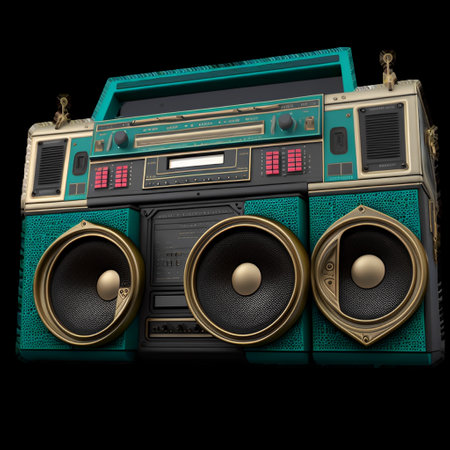 Vintage boombox icon. 1980s Boom Box Cassette Tape Player. Old school radio tape recorder doodle double cassette. AI-generated Contentの素材