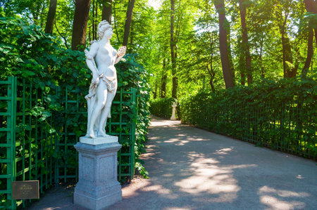 St Petersburg, Russia - June 6, 2019. Sculpture of Sibyl Libyan. Statue of the Summer Garden. Summer garden - the most famous garden of Saint Petersburg Russiaのeditorial素材
