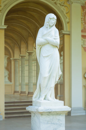 PAVLOVSK, RUSSIA - SEPTEMBER 21, 2017. Allegorical sculpture of Winter in Gonzaga Gallery building, architectural and fresco ensemble in Pavlovsk, St Petersburg, Russiaのeditorial素材