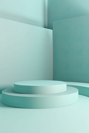 Empty podium background, mock up placement display, blank beauty stand cosmetic product fashion advertising, minimal luxury pedestal stage mockup showcase scene platform, ai generative illustration.の素材