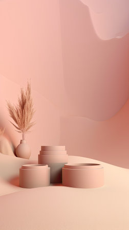 Empty podium background, mock up placement display, blank beauty stand cosmetic product fashion advertising, minimal luxury pedestal stage mockup showcase scene platform, ai generative illustration.の素材