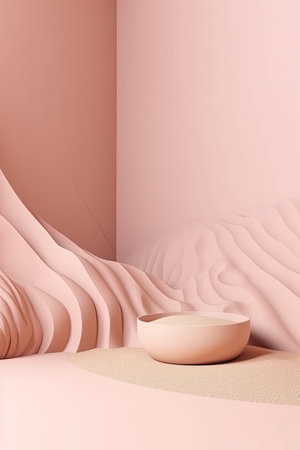 Empty podium background, mock up placement display, blank beauty stand cosmetic product fashion advertising, minimal luxury pedestal stage mockup showcase scene platform, ai generative illustration.の素材
