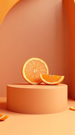 Empty podium background, mock up placement display, blank beauty stand cosmetic product fashion advertising, minimal luxury pedestal stage mockup showcase scene platform, ai generative illustration.の素材