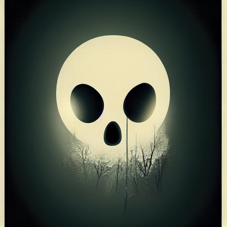 Scary creepy Happy Halloween celebration monster ghost face background, spooky Halloween holiday night fall backdrop concept.の素材