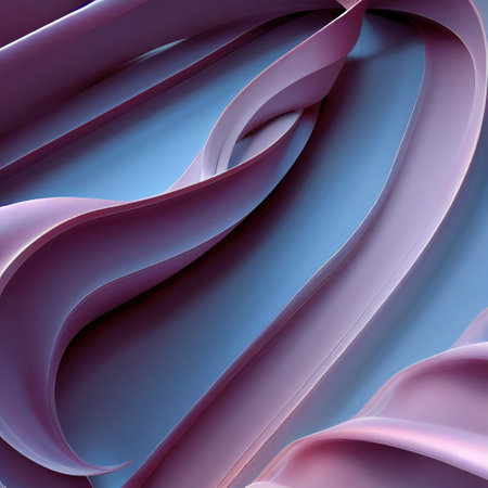 Pastel luxury curves blue purple waves flow ribbons abstract minimalist background. Luxury purple violet wavy color lines futuristic cool light soft Illustration concept.の写真素材