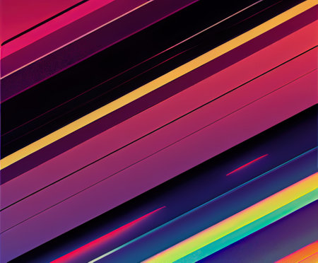 Colorful bright purple pink blue lines diagonal stripes background. Multicolored neon palette spectrum vibrant striped colour illustration creative stylish trendy backdrop gradient.の写真素材