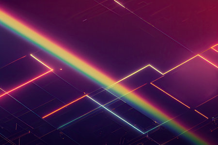 Colorful bright purple pink blue lines geometric background. Multicolored neon vibrant colour illustration creative stylish trendy backdrop gradient.の写真素材