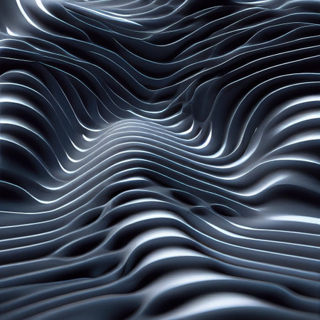 Crey curves or gray waves flow ribbons abstract minimalist background. Cool stylish color lines futuristic cool texture light Illustration concept. Black and white colors.の写真素材
