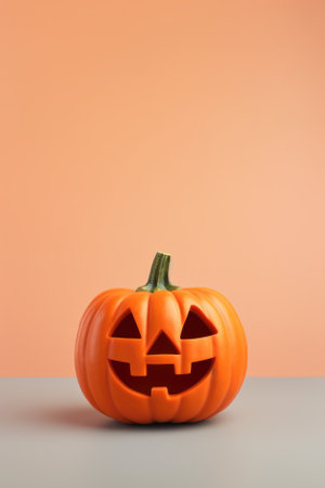 Happy Halloween holiday spooky scary background with decoration pumpkins and bats, Haloween event invitation poster card backdrop, trick or treat witch fall party. Copy empty space.の素材