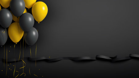 shopping. balloons on black background with place for text. birthday and party concept.の素材