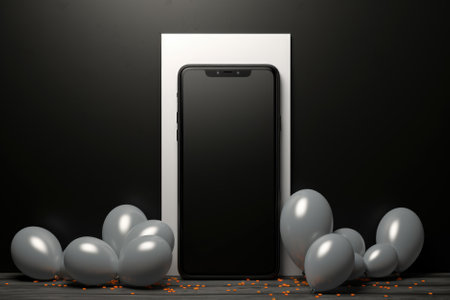 Black smartphone mockup, black friday.の素材
