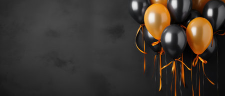 sale render of black balloons on a black background.の素材