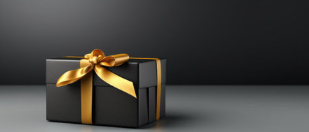 black friday black gift box with ribbon.の素材