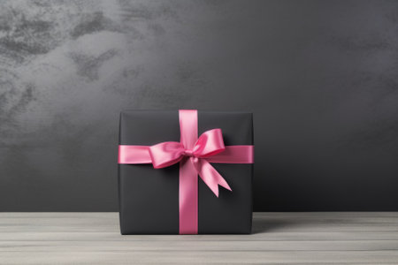 Pink gift box with bow and ribbon. black friday.の素材