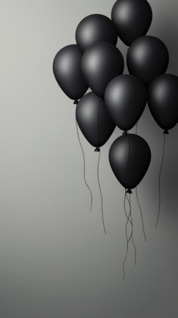 Black balloon flying on a white background, 3 d rendering.の素材