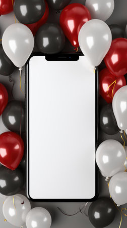 Blank white screen and balloons.の素材