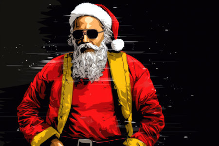 Portrait of santa claus on a red background.の素材