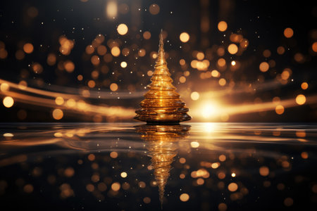 Gold buddha statue and bokeh light.の素材