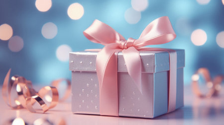 Gift box with ribbon.