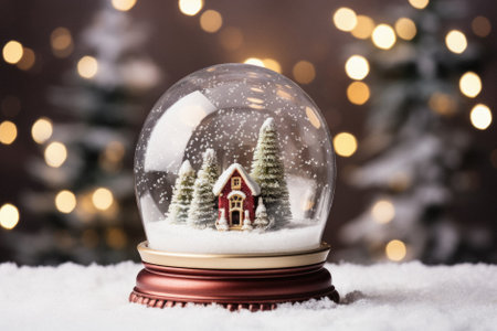 Christmas decoration with snow and fir tree.の写真素材