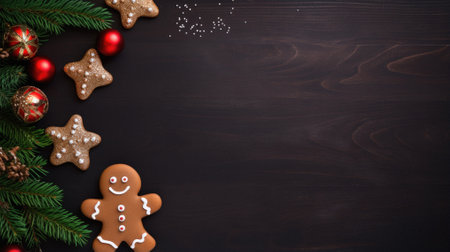 Gingerbread man on a black background.