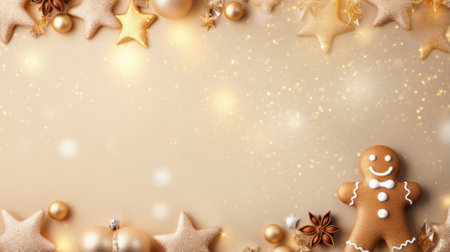 Happy christmas greeting card. christmas decorations on a wooden background.の写真素材