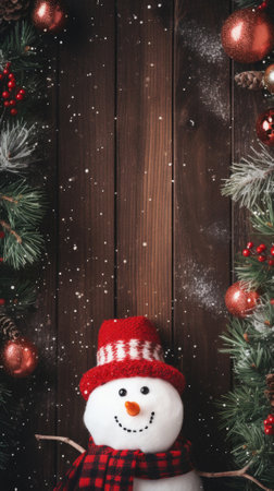 Composition of christmas decoration and winter season on wooden wall.